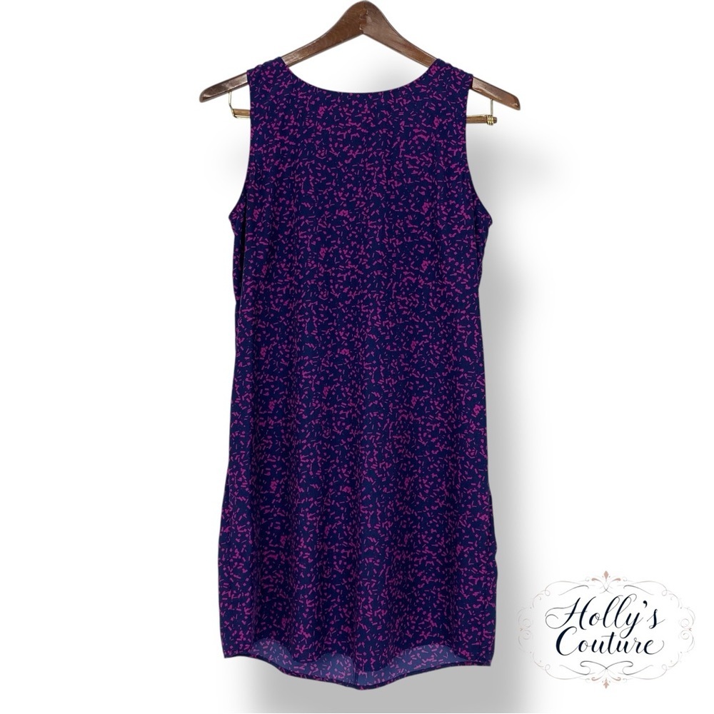 Halogen blue and pink sleeveless silky shift dress women's size medium